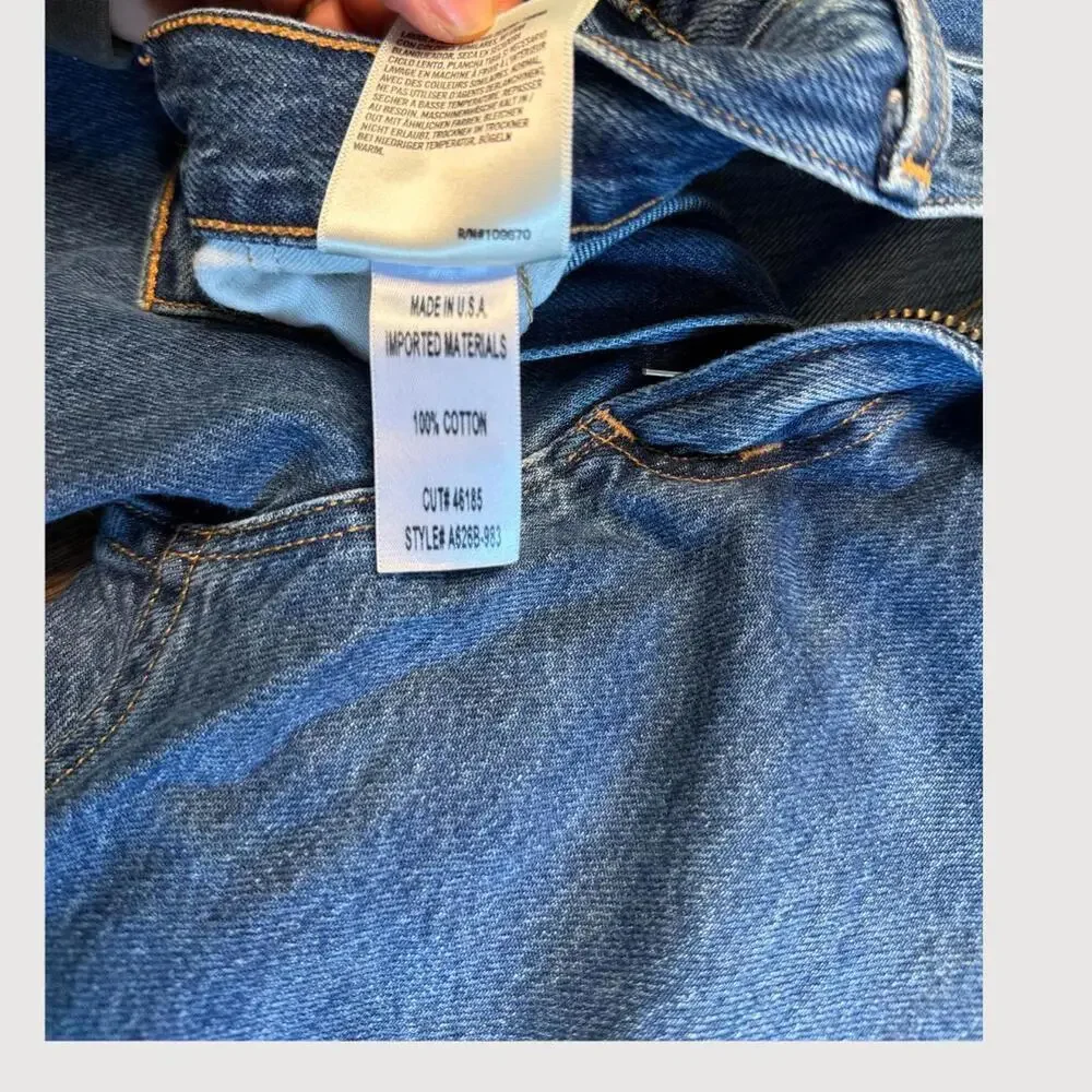 AGOLDE Riley Slim Straight Crop Jeans | Medium Blue Wash | Raw Hem - Picture 6 of 8